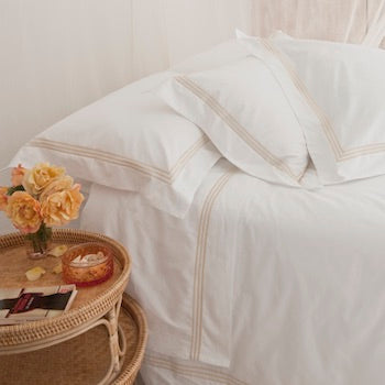 Tailored King Pillowcase White & Platinum Elba - DEIA Living - Pillow Case