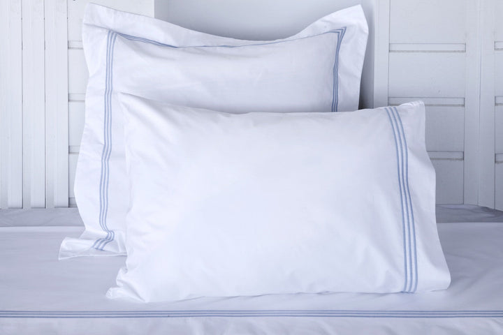 Tailored Standard Pillowcase Set White & Sky Elba - DEIA Living - Pillow Case