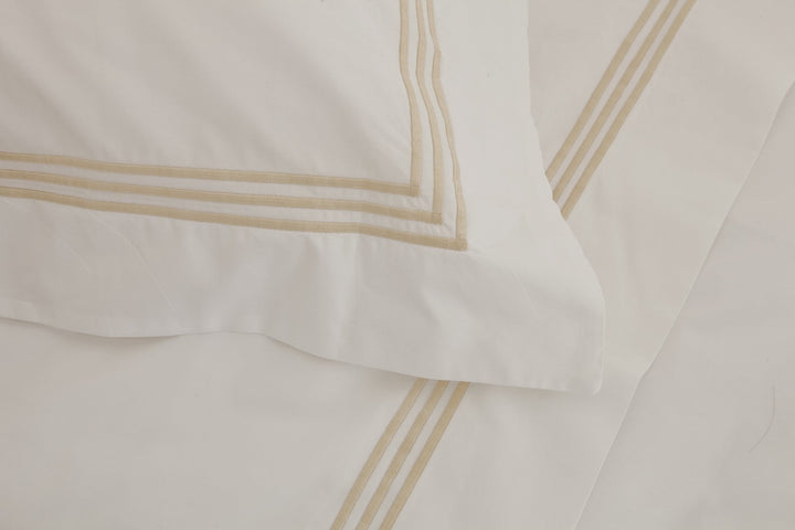 Tailored Standard Pillowcase Set White & Almond Elba - DEIA Living - Pillow Case