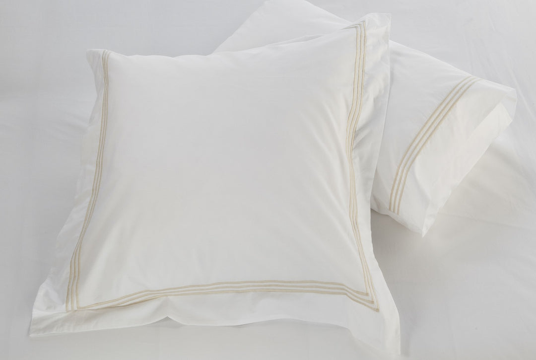 Tailored Euro Pillowcase White & Almond Elba - DEIA Living - Pillow Case