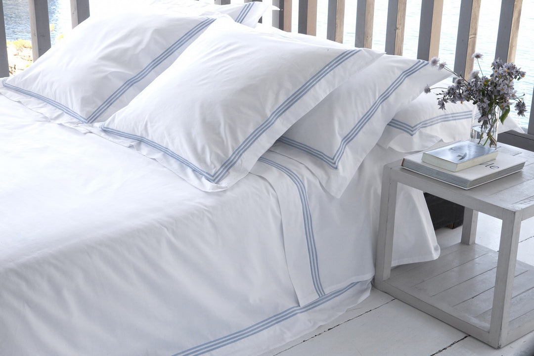 Tailored Standard Pillowcase White & Sky Elba - DEIA Living - Pillow Case