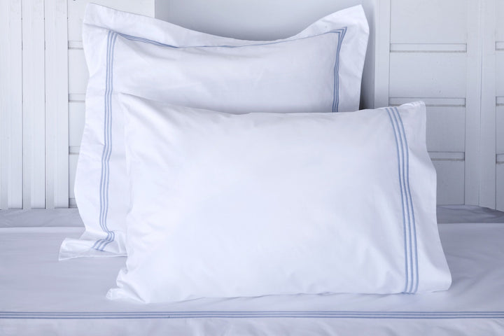 Tailored Standard Pillowcase White & Sky Elba - DEIA Living - Pillow Case