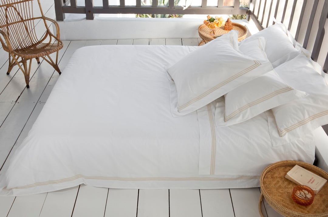 Standard Pillowcase Set White & Almond Elba - DEIA Living - Pillow Case