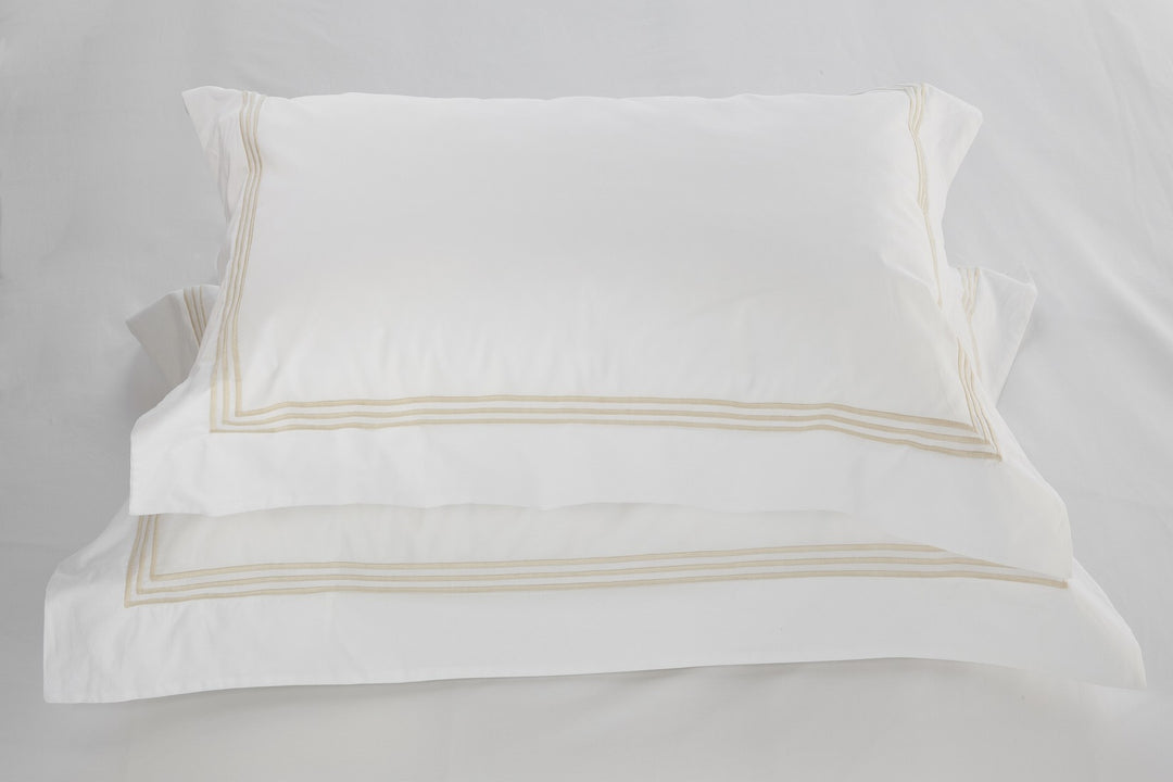 Tailored King Pillowcase White & Almond Elba - DEIA Living - Pillow Case