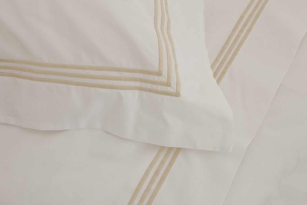Tailored Standard Pillowcase White & Almond Elba - DEIA Living - Pillow Case