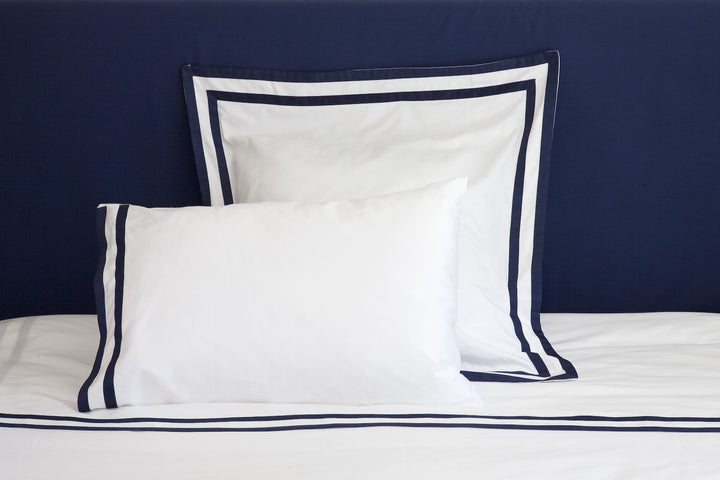 Tailored King Pillowcase White & Navy Formentera - DEIA Living - Pillow Case