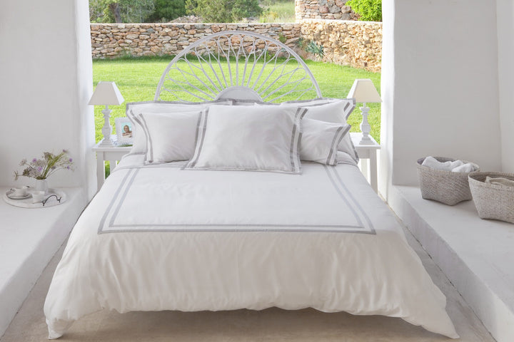 Single Flat Sheet White & Ash Formentera - DEIA Living - Flat Sheet