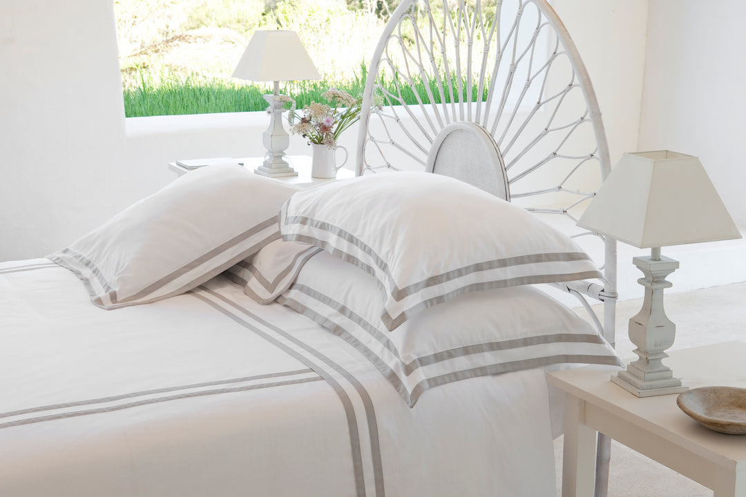 Tailored Standard Pillowcase White & Ash Formentera - DEIA Living - Pillow Case
