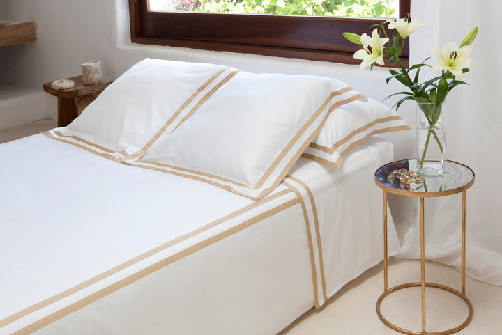 King Flat Sheet White & Honey Formentera - DEIA Living - Flat Sheet
