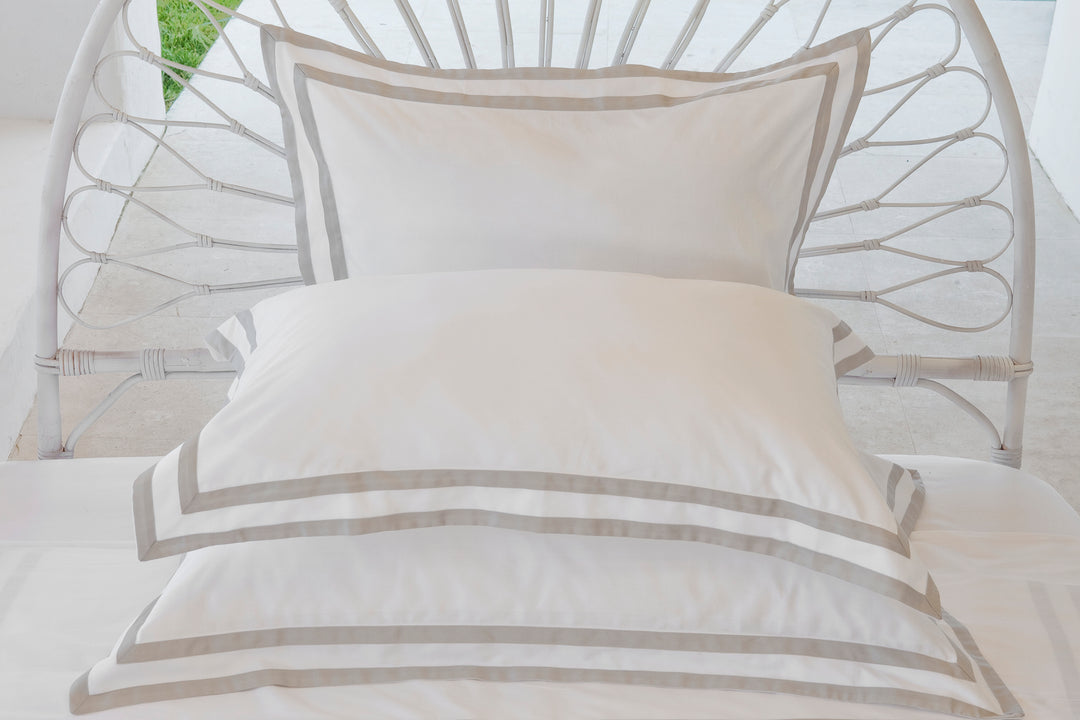 Tailored Euro Pillowcase White & Ash Formentera - DEIA Living - Pillow Case