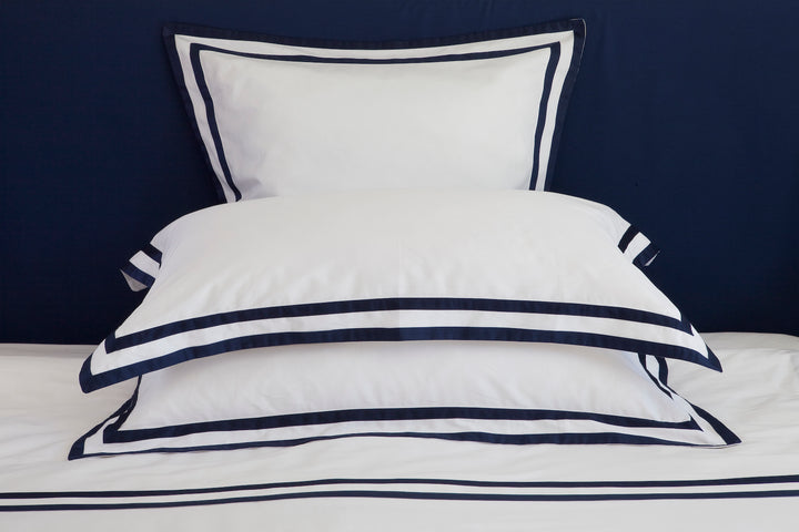 Tailored Euro Pillowcase White & Navy Formentera - DEIA Living - Pillow Case