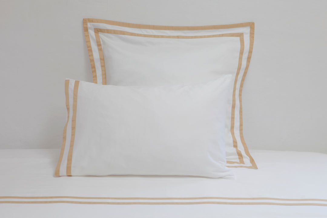Tailored Euro Pillowcase White & Honey Formentera - DEIA Living - Pillow Case