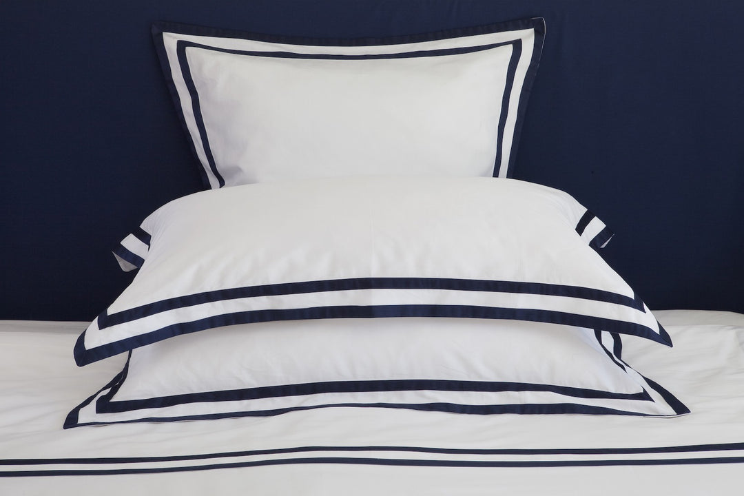 Tailored King Pillowcase White & Navy Formentera - DEIA Living - Pillow Case