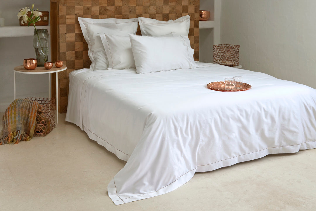 Standard Pillowcase Set White & Caramel Tremiti - DEIA Living - Pillow Case