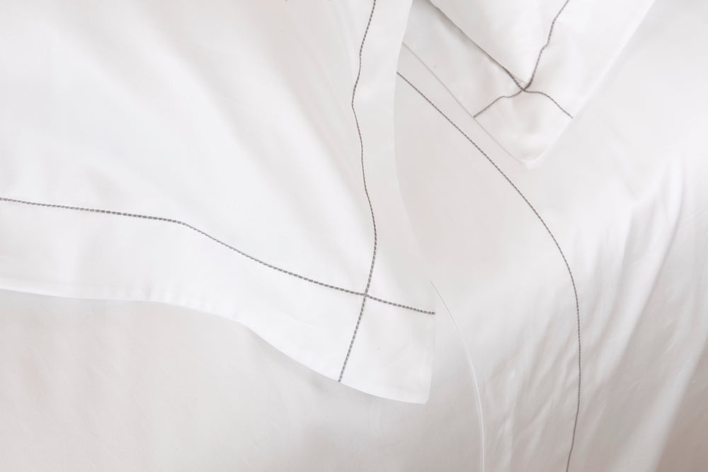 Tailored Euro Pillowcase White & Stone Tremiti - DEIA Living - Pillow Case