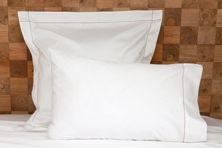 Standard Pillowcase Set White & Caramel Tremiti - DEIA Living - Pillow Case