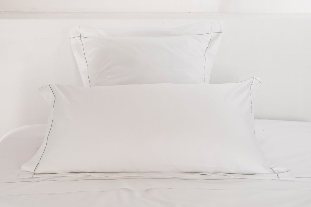 Standard Pillowcase Set White & Stone Tremiti - DEIA Living - Pillow Case