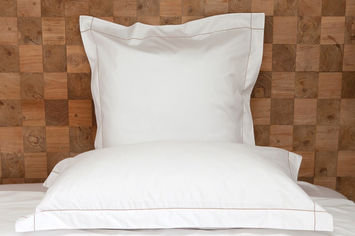 Extra Wide Pillowcase White & Caramel Tremiti - DEIA Living - 