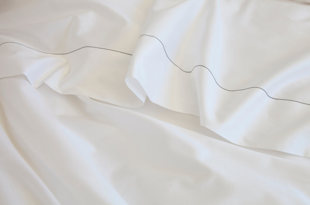 Tailored Euro Pillowcase White & Stone Tremiti - DEIA Living - Pillow Case