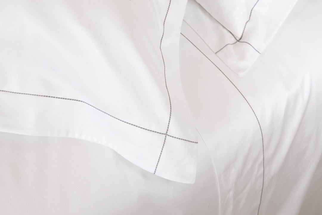Tailored King Pillowcase White & Stone Tremiti - DEIA Living - Pillow Case