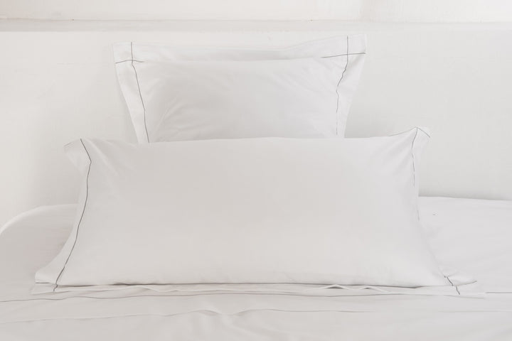 Tailored Standard Pillowcase White & Stone Tremiti - DEIA Living - Pillow Case